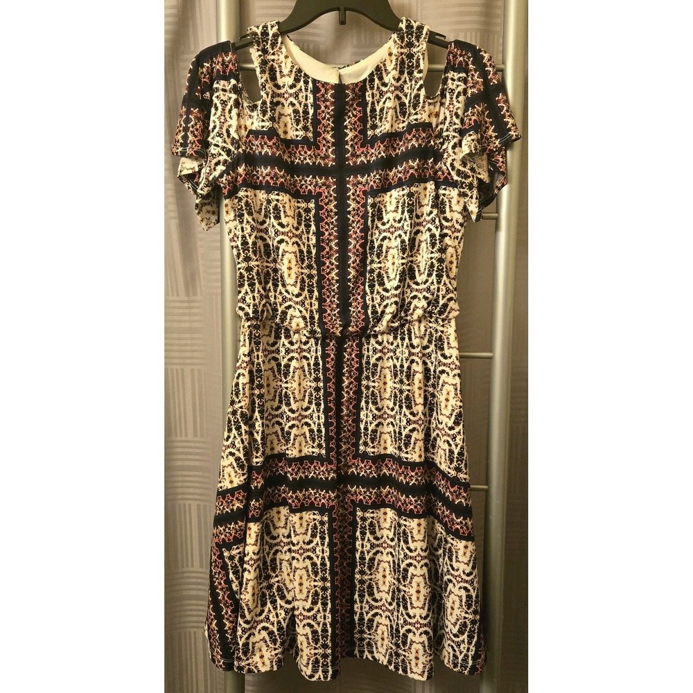 Maggy London Cold‎ Shoulder Dress Size 10 Petite Multicolor Spring/Summer Boho